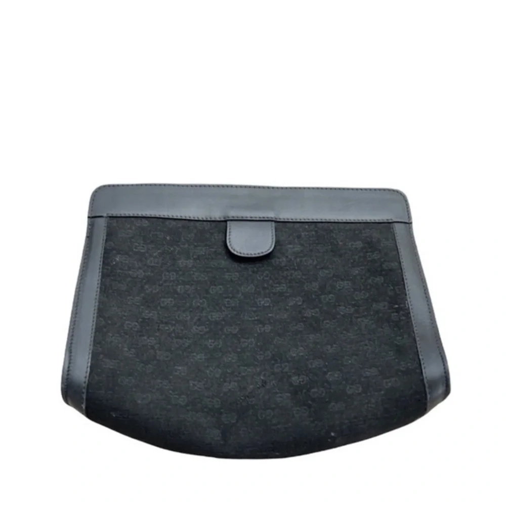 Gucci Vintage Black‎ Micro GG Velcro Cosmetic Makeup Pouch Bag Clutch